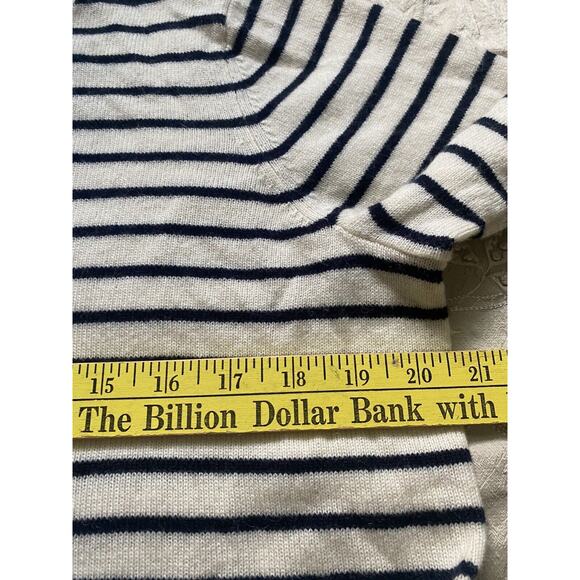 Joie Sweater Striped Jayni Wool Cashmere Top Sz L Short Sleeves Ruffles Crew - Picture 11 of 15